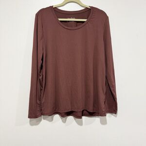 AnyBody Layering Chocolate Brown Long Sleeve Top Women Size Medium
